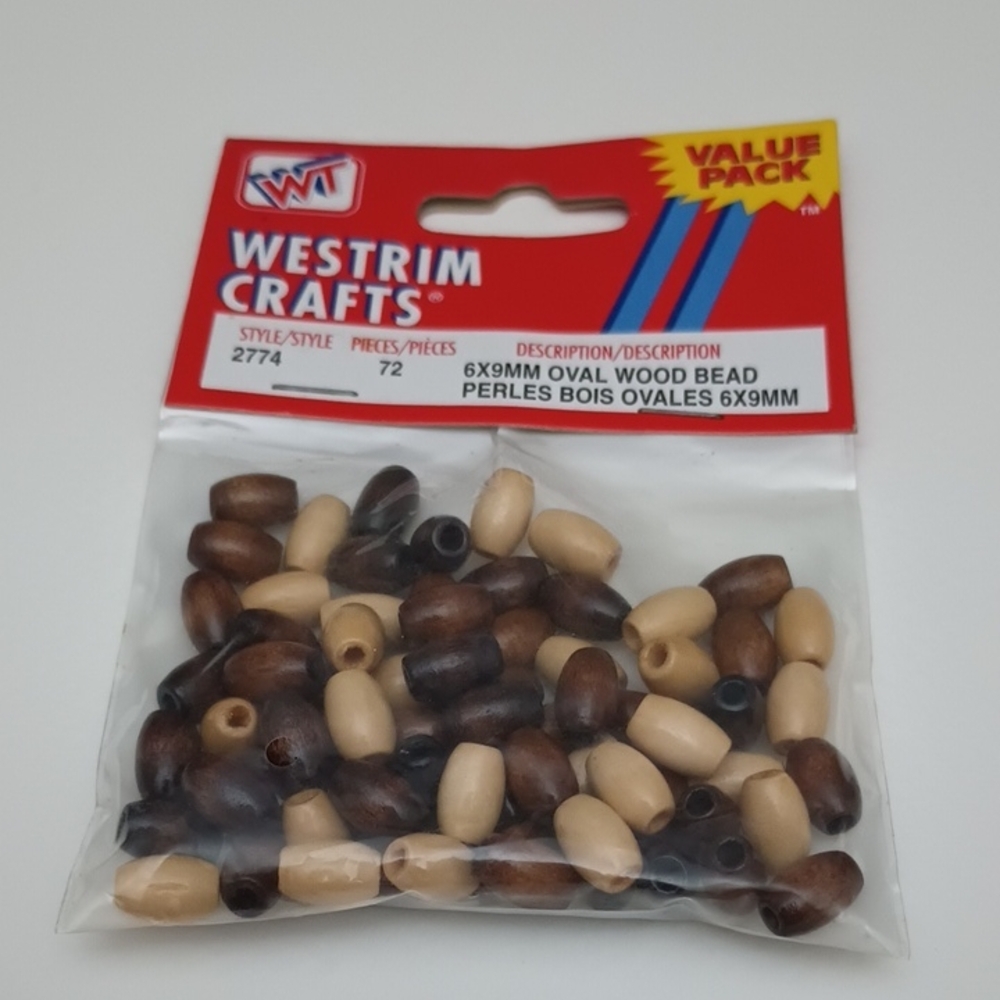 3/$15 72pc 6x9mm Oval Wood Beads Westrim Crafts 2774-ZE-201 048492838428